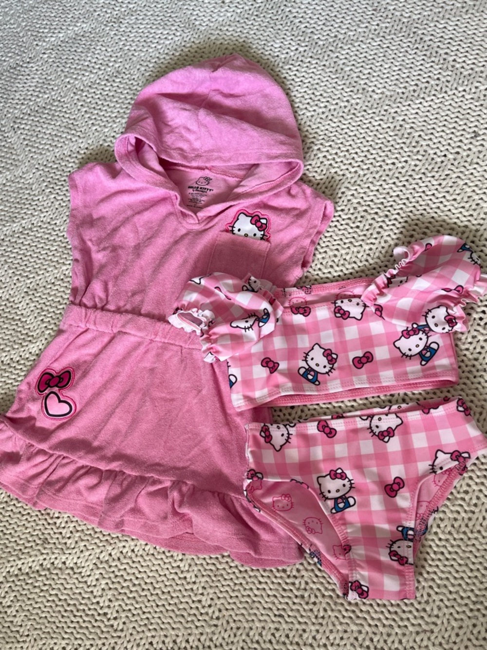 Hello Kitty Toddler Swimsuit Set 2T Pink Bikini Cover Up Outfit Sanrio Girls